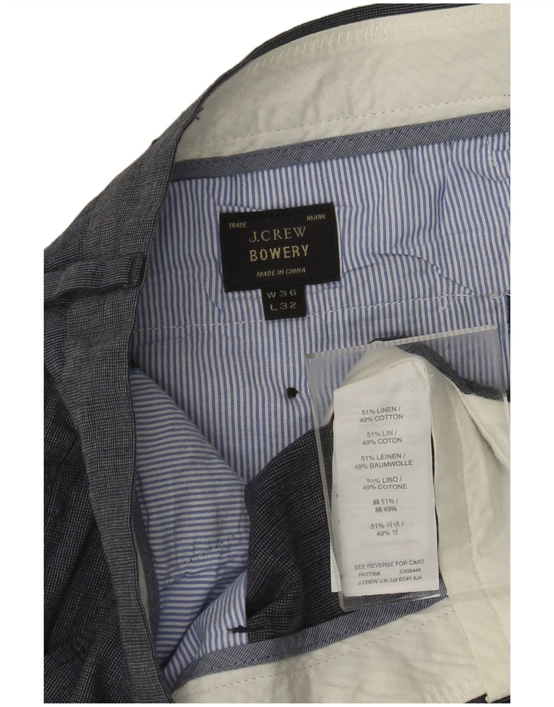 J. CREW Herren BOWERY Gerade Anzughose W36 L32 Marineblaues Leinen