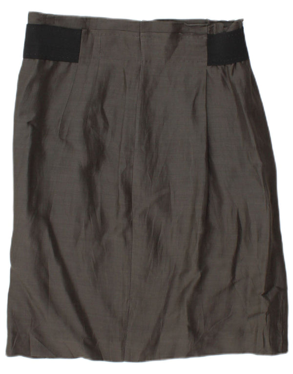 Vintage Damen Midirock W30 Mittelgrau Colourblock