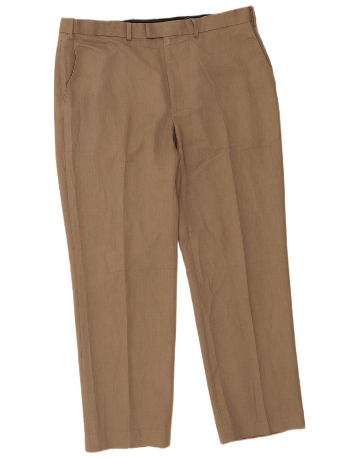Gerade Herren-Anzughose von Marks & Spencer, W38, L31, Beige, Polyester