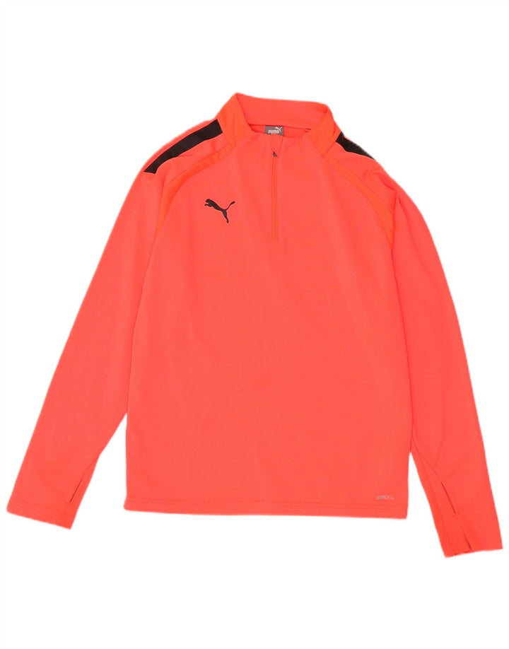 PUMA Jungen-Pullover-Trainingsoberteil mit Reißverschluss, 11–12 Jahre, rotes Farbblockdesign