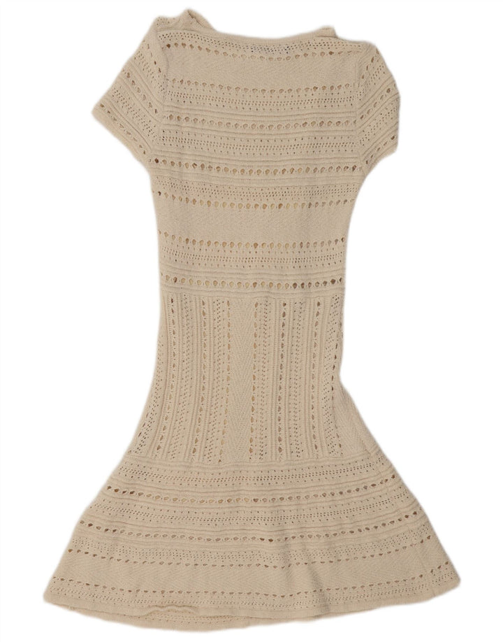 Durchsichtiges, kurzärmliges Pulloverkleid für Damen von Zara, Größe M, gebrochenes Weiß