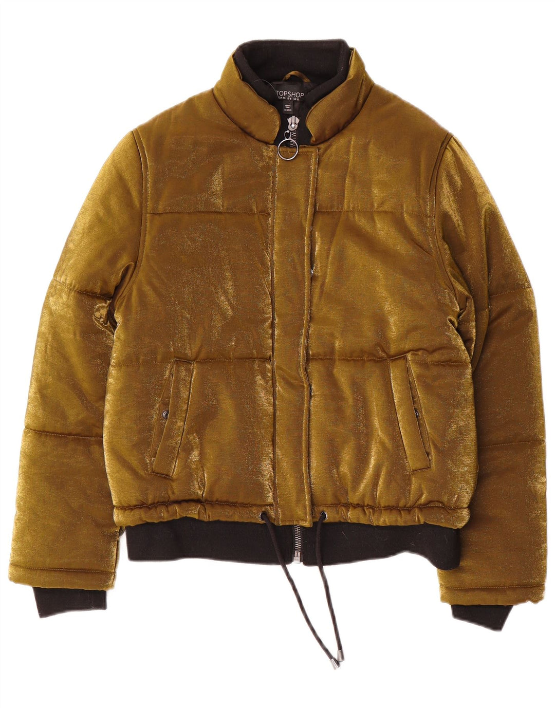 Topshop Damen Velours-Bomberjacke UK 12 Medium Gold Polyester