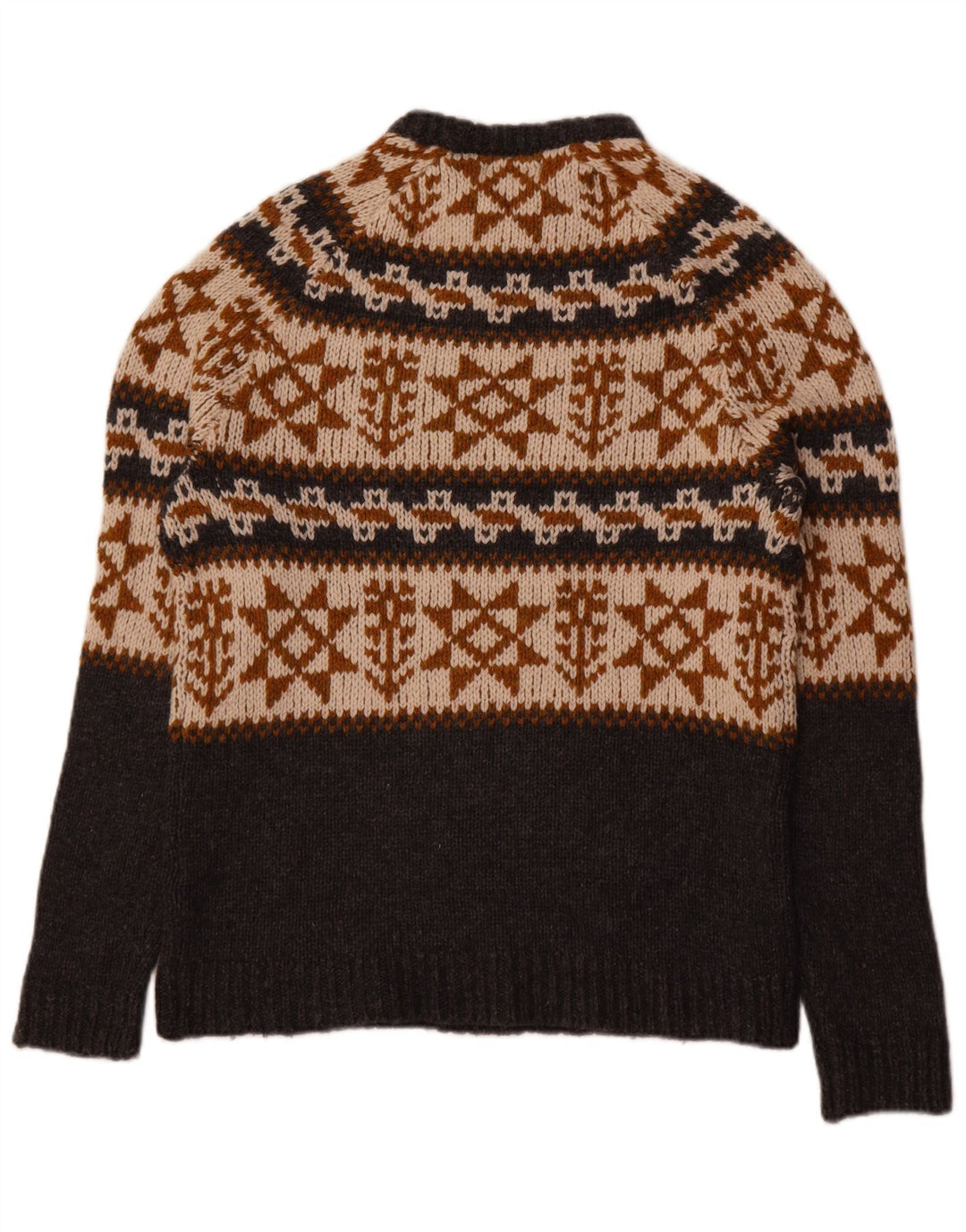 Zara Herren-Pullover mit Rundhalsausschnitt, Mittelgrau, Fair-Isle-Acryl