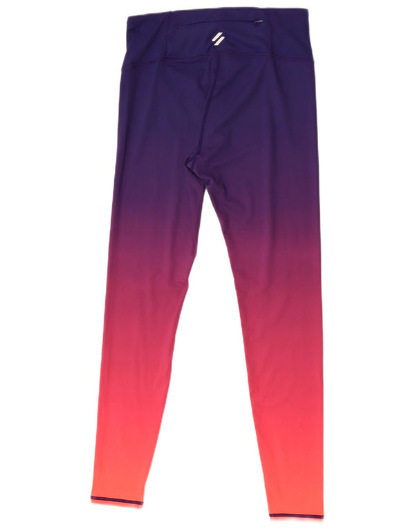 Superdry Grafik-Leggings für Damen, UK 12, Mittelviolett, Farbblock-Polyester