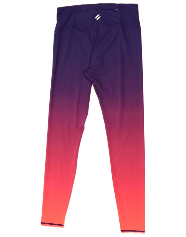 Superdry Grafik-Leggings für Damen, UK 12, Mittelviolett, Farbblock-Polyester