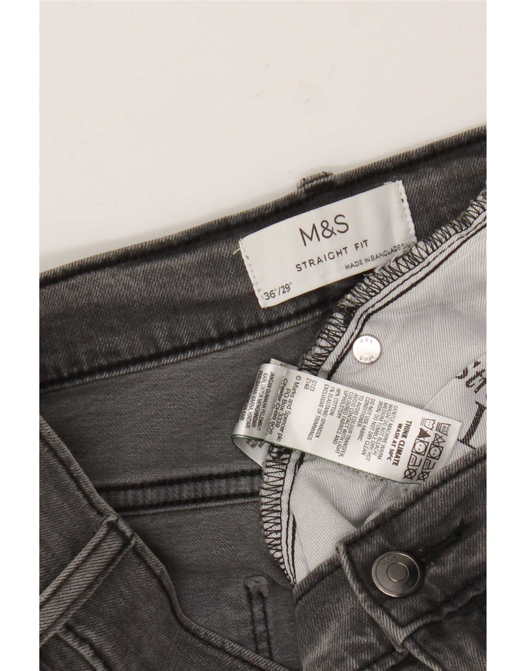 Marks & Spencer Herren Straight Jeans W36 L29 Graue Baumwolle
