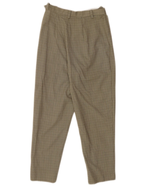 VIAMAGGIO Damen-Hose mit hoher Taille, schmal zulaufend, verkürzt, W26, L24, Khaki, Gingham