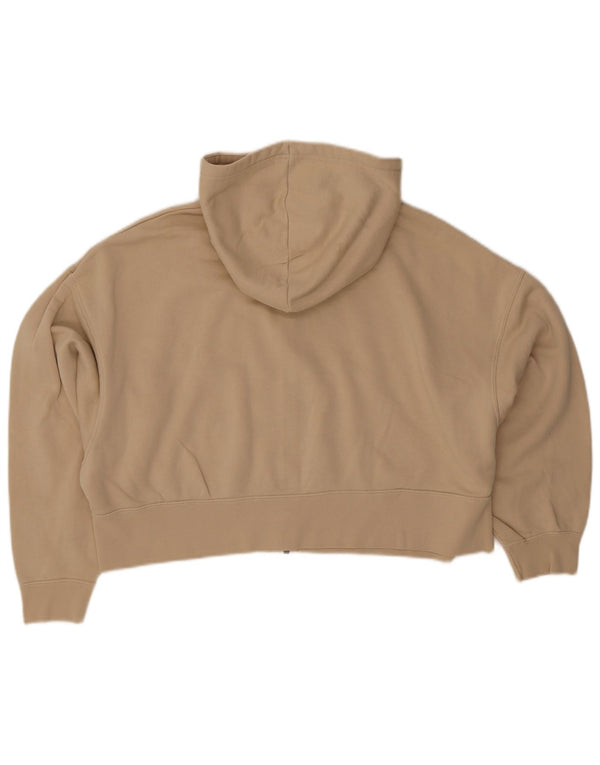 Nike Womens Crop Oversized Zip Hoodie Pullover UK 10 Small Beige Baumwolle