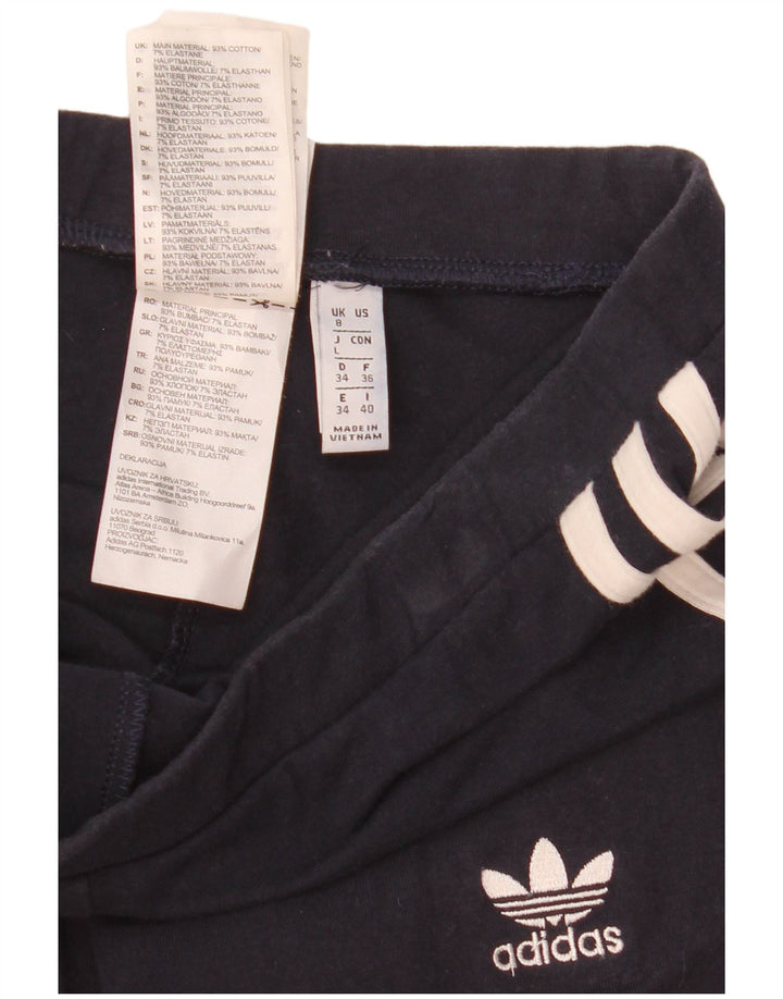 Adidas Damen Leggings UK 8 Small Marineblau Baumwolle