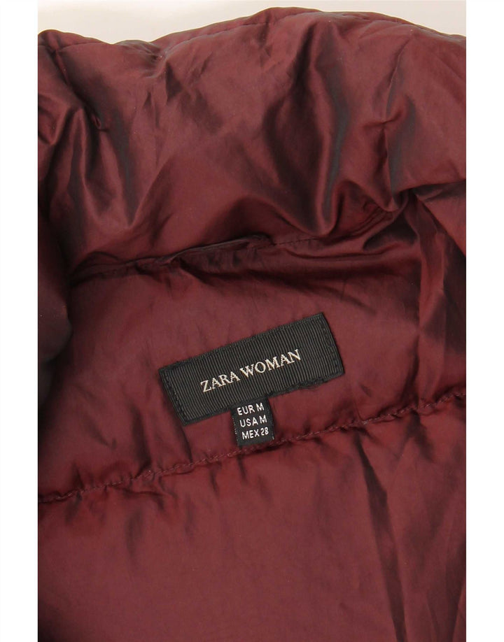 Zara Damen Wattierte Jacke UK 14 Medium Burgund