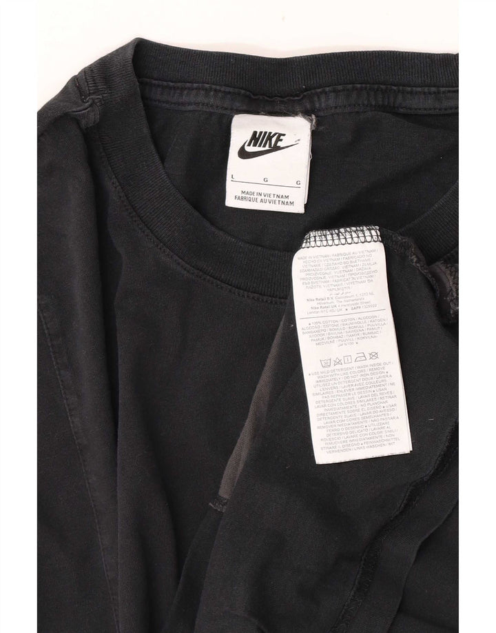 Nike Herren-T-Shirt mit Grafik, Größe L, Schwarz, Colourblock-Baumwolle