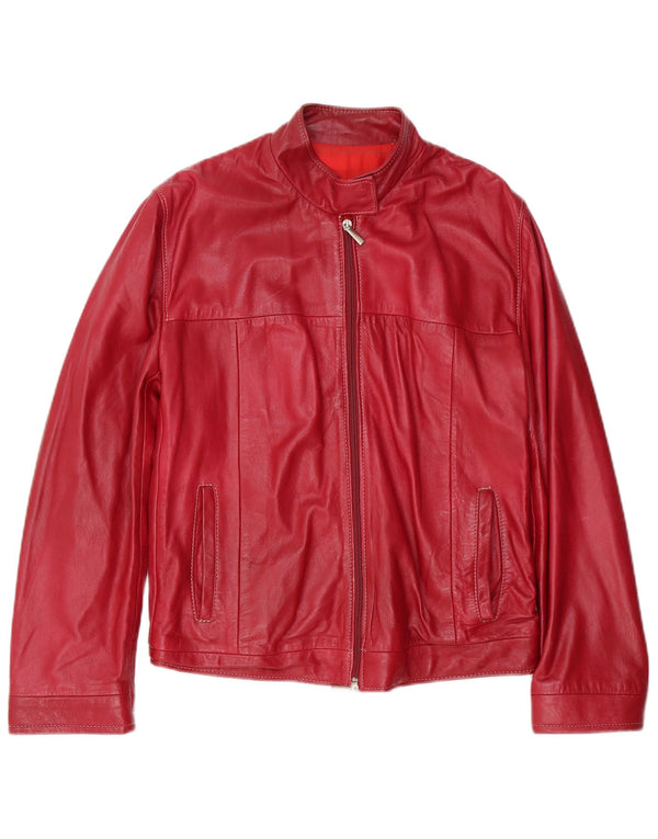 Vintage Damen Leder Bomberjacke IT 46 Large Rot