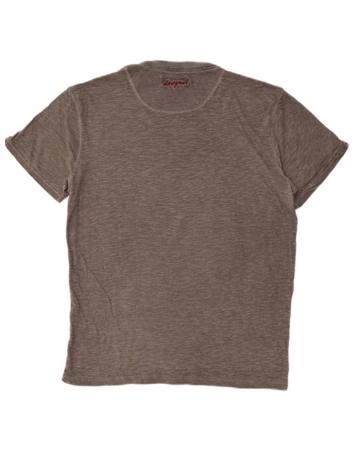 DESIGUAL Herren Grafik-T-Shirt-Oberteil, groß, grau gefleckt