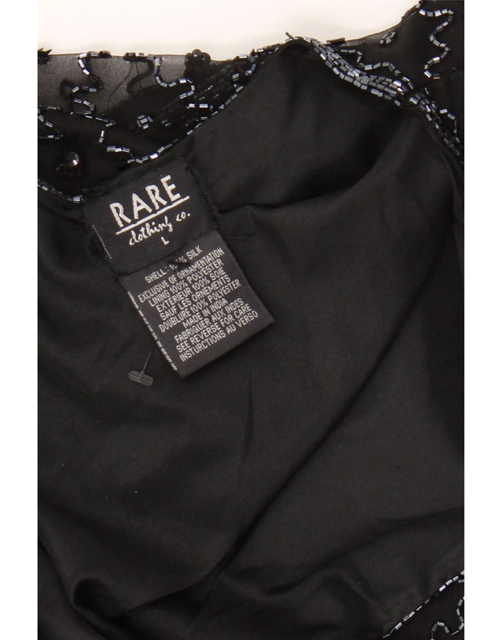 Seltene offene Damen-Blazerjacke, UK 16, große schwarze Seide