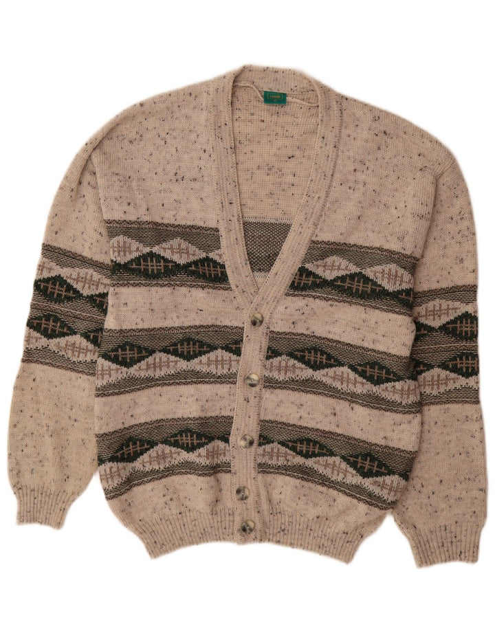 C&A Herren-Cardigan „Canda“ aus mittelbeigeigem, geometrischem Acryl