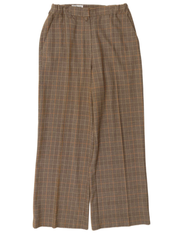 Steilmann Damen-Chinohose mit weitem Bein, UK 16, Größe L, W32, L28, Beige kariert