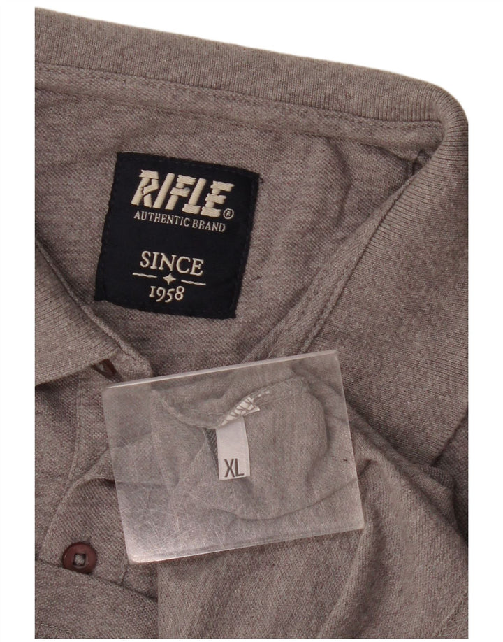 Rifle Herren Langarm-Poloshirt XL Grau meliert