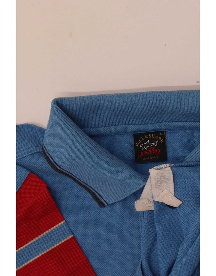 Paul & Shark Herren-Poloshirt mit Grafik, mittelblaue Colourblock-Baumwolle