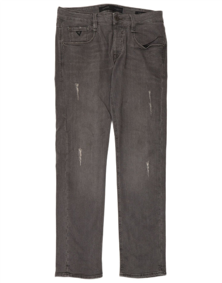 Guess Herren Distressed Slim Jeans W31 L33 Graue Baumwolle