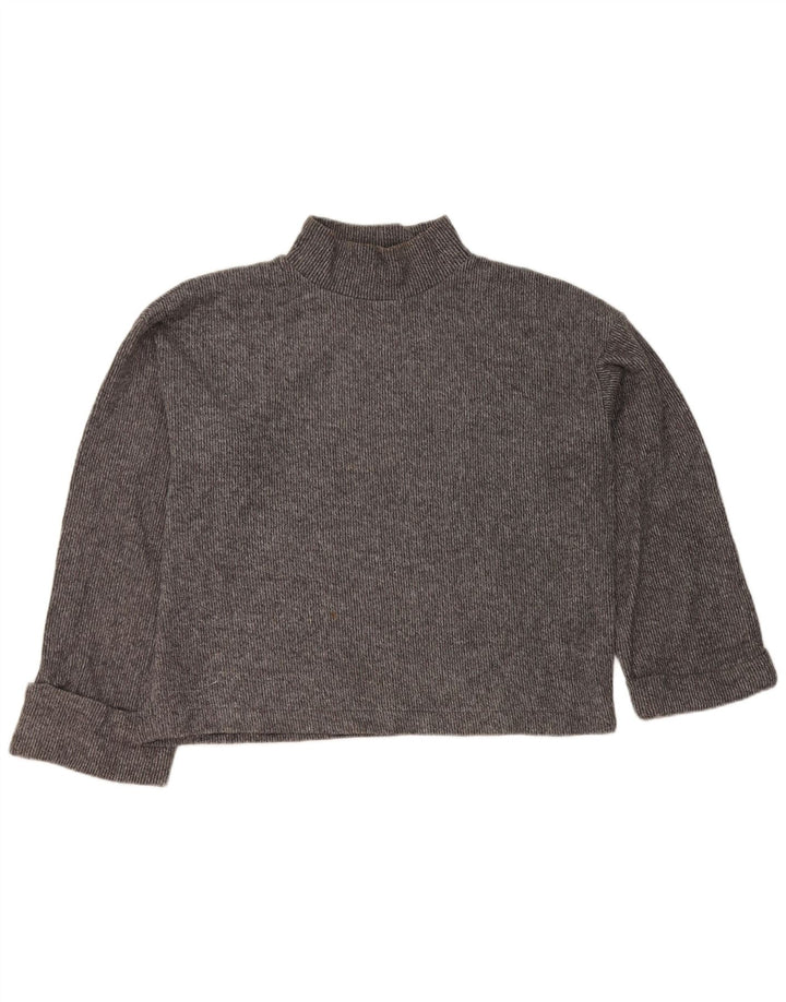 Zara Damen Crop Rollkragenpullover Pullover UK 14 Mittelgrau meliert