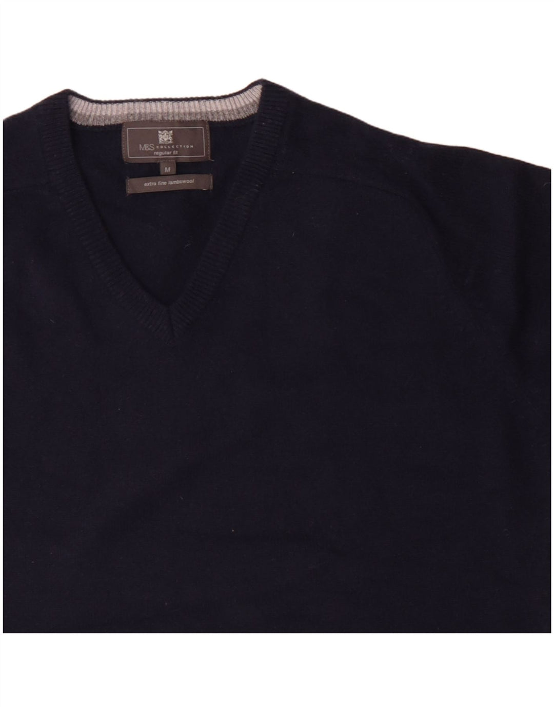 Marks & Spencer Herren-Pullover mit normaler Passform und V-Ausschnitt in mittlerem Marineblau