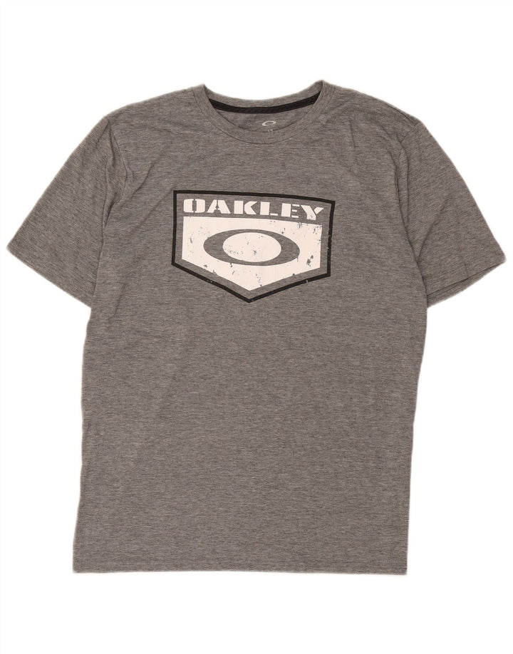 Oakley Herren-T-Shirt mit normaler Passform, Grafik, Größe L, Grau