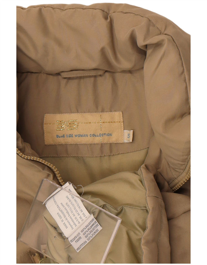 Blue Side Wattierte Damen-Weste mit Kapuze, UK 10, Größe S, Beige, Polyester