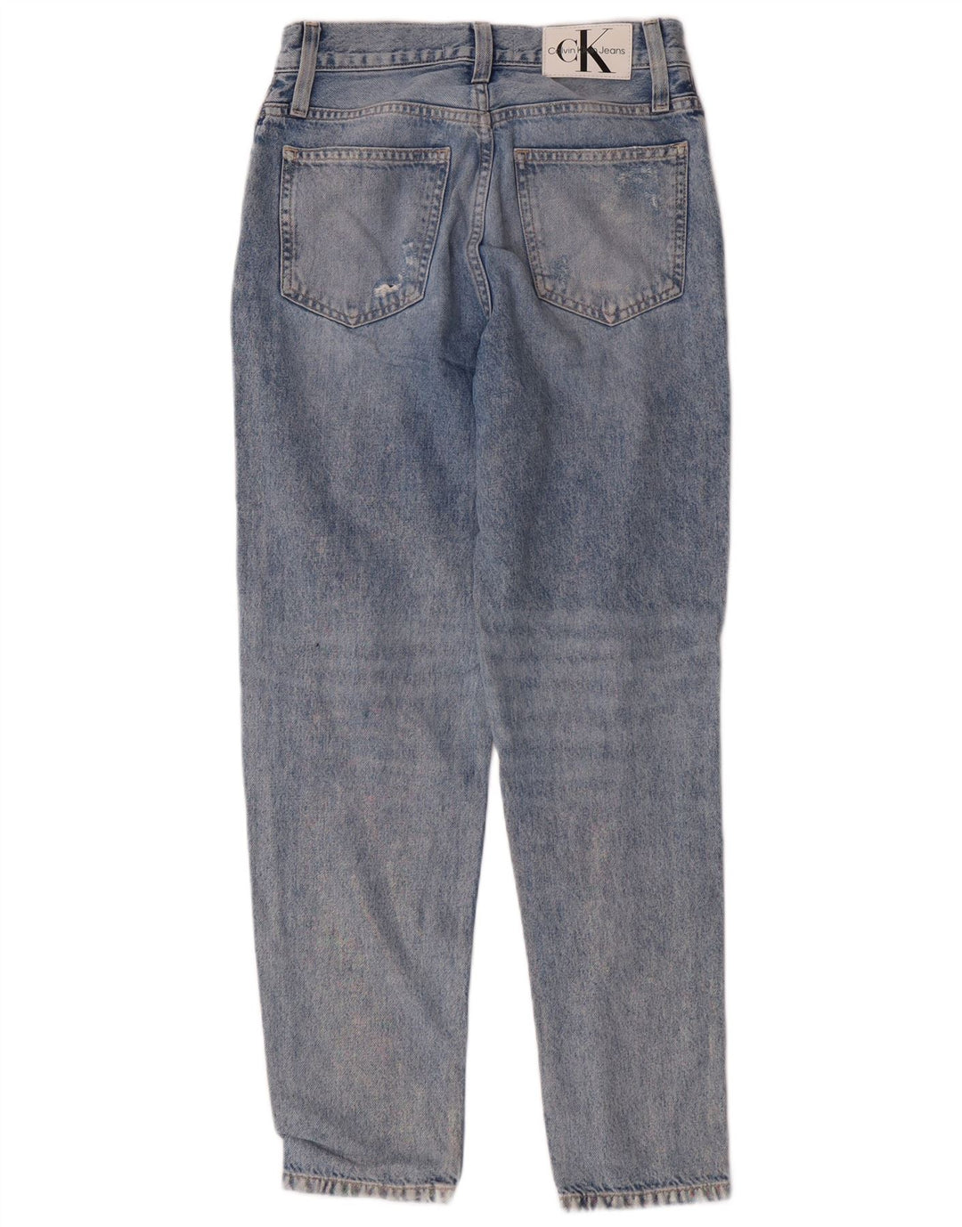 Calvin Klein Damen Distressed Tapered High Waist Jeans W26 L28 Blue Grunge