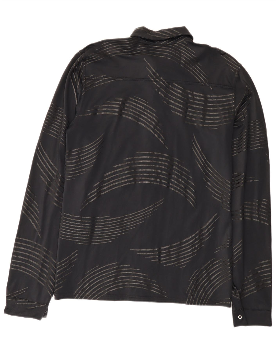 Vintage Herren-Hemd mit abstraktem Muster, klein, schwarz, Polyamid