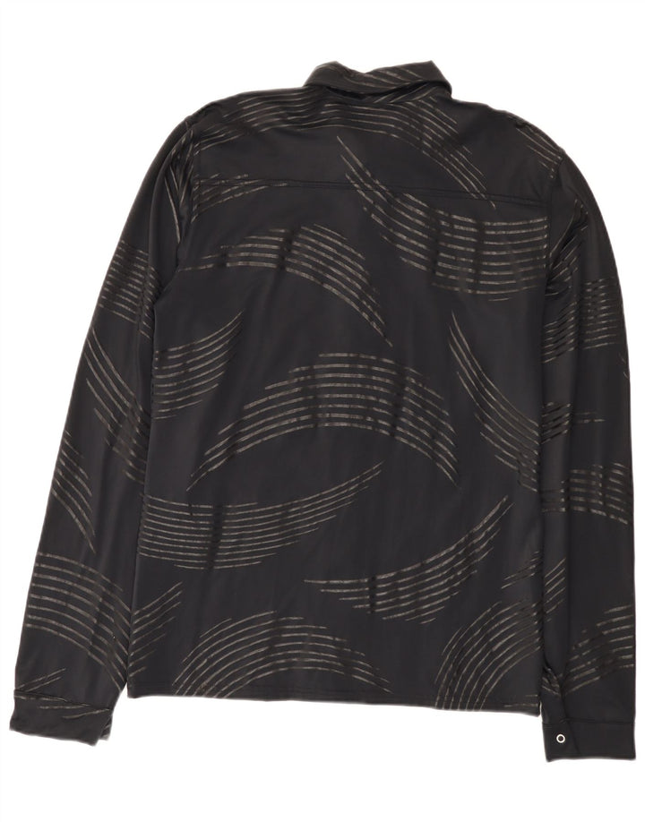 Vintage Herren-Hemd mit abstraktem Muster, klein, schwarz, Polyamid