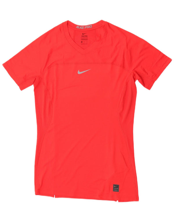 Nike Damen Kompressions-T-Shirt Top UK 20 2XL Rot Polyester