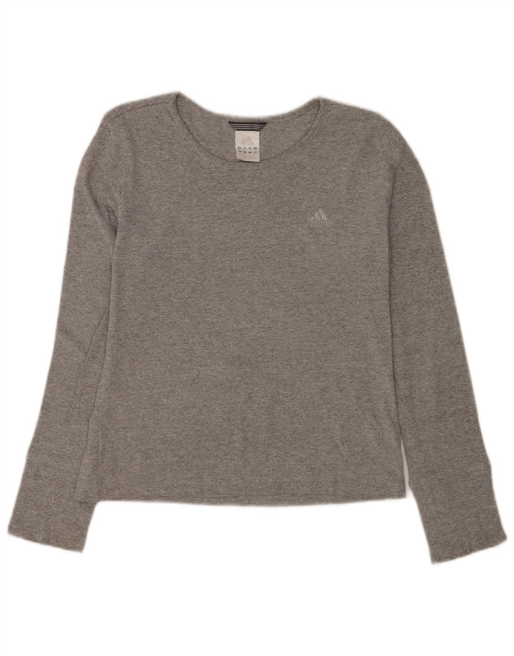Adidas Damen Top Langarm UK 10 Small Graue Baumwolle