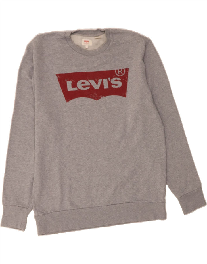 LEVI'S Mens Graphic Sweatshirt Jumper Large Grey Cotton Vintage Levi's and Second-Hand Levi's from Messina Hembry 