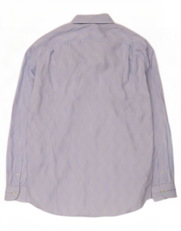 Roccobarocco Herrenhemd Größe 44 XL Blaue geometrische Baumwolle