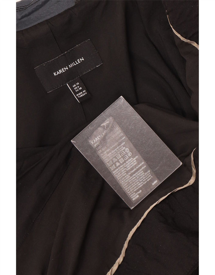 Karen Millen Damen 1-Knopf-Blazerjacke UK 10 Small Schwarze Wolle