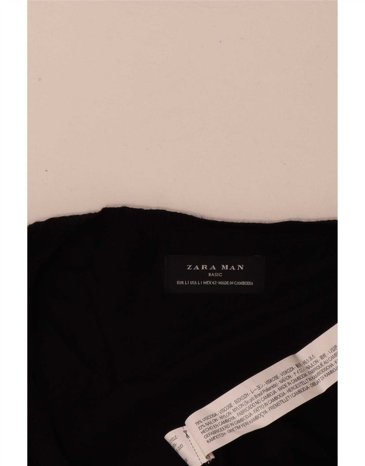 Zara Herren-Pullover mit V-Ausschnitt, groß, schwarze Viskose