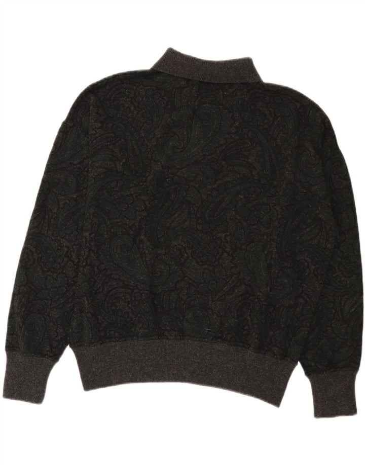 Pancaldi & B Herren-Pullover mit Rollkragen, IT 48, mittelgraue Paisley-Wolle