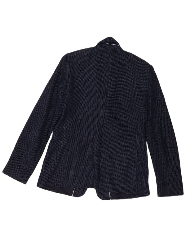 Massimo Dutti Damen-Blazerjacke mit 1 Knopf, EU 40, mittelmarineblaue Baumwolle