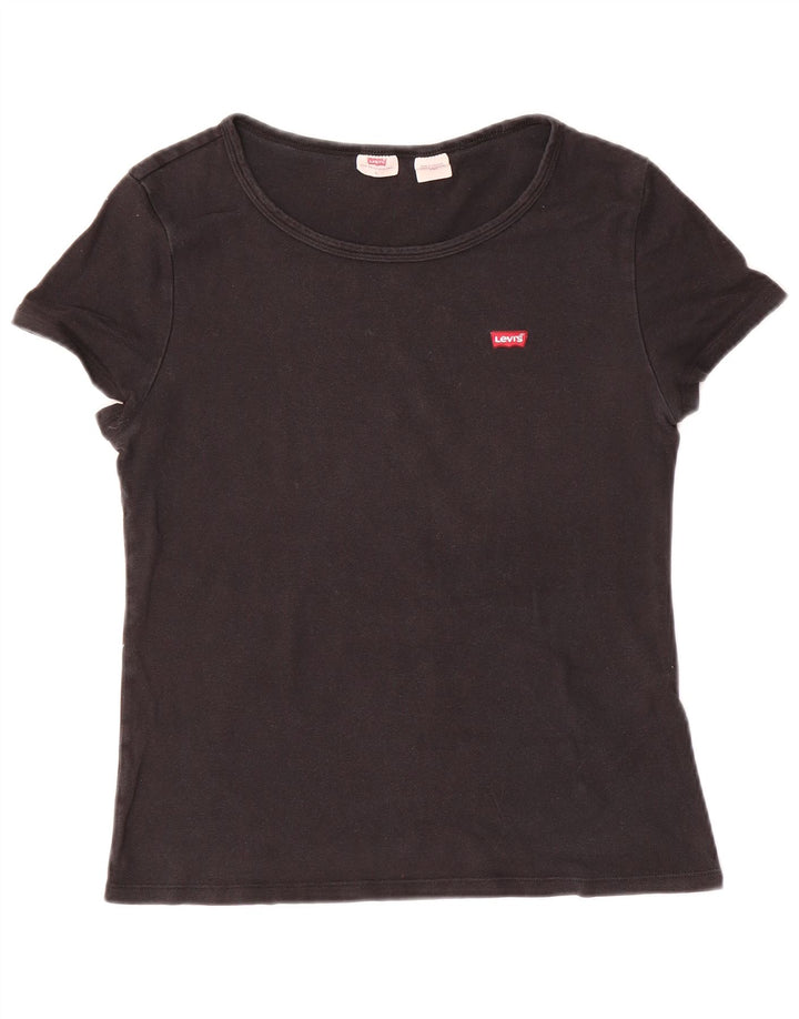 LEVI'S Damen T-Shirt Top UK 14 Large Schwarz