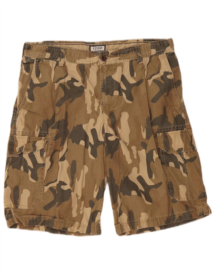 Izod Herren-Cargo-Shorts W34, große Khaki-Camouflage-Baumwolle