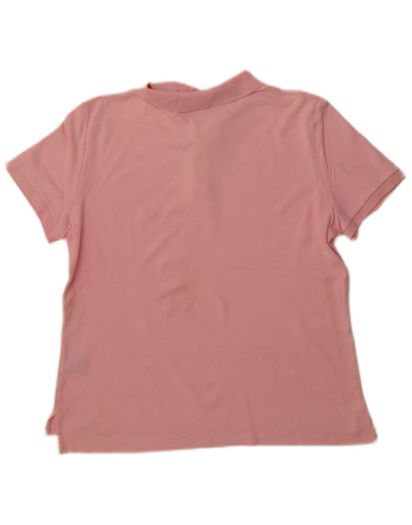 RALPH LAUREN Damen Slim Fit Poloshirt UK 14 Large Rosa Baumwolle