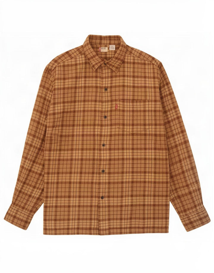 Levi's Herren-Flanellhemd, groß, braun, kariert, Baumwolle