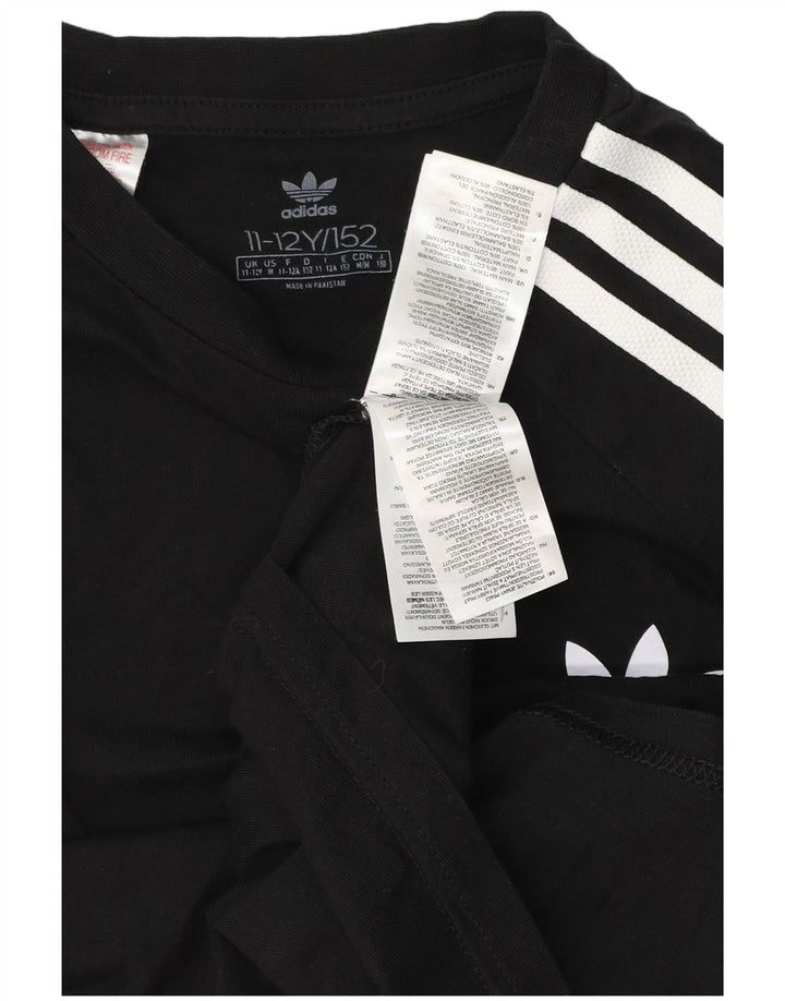 ADIDAS Boys Top Long Sleeve 11-12 Years Black Cotton