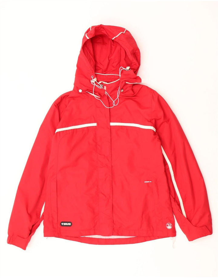 Brugi Mädchen-Regenjacke mit Kapuze, 15–16 Jahre, rotes Polyamid