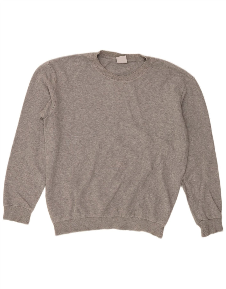 Zara Herren-Pullover mit Rundhalsausschnitt, mittelgraue Baumwolle
