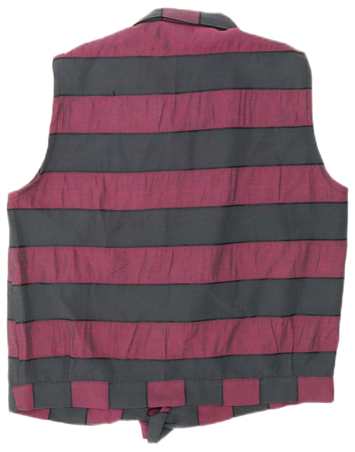 VINTAGE Damen-Hemdbluse mit Vorderkrawatte, UK 16, mittelschwarz gestreift