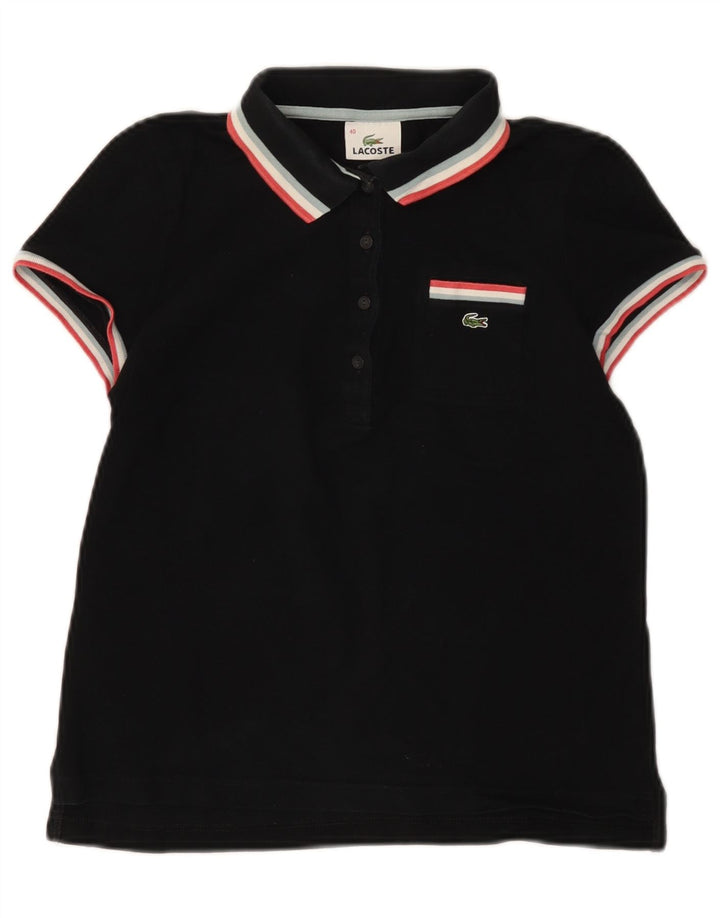 LACOSTE Damen Poloshirt Größe 40 Mittelschwarze Baumwolle