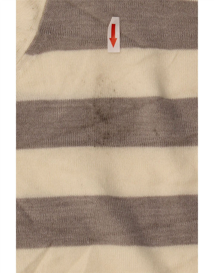 Marks & Spencer Damen-Pullover mit Rundhalsausschnitt, Gr. 10, Größe S, Beige, gestreift