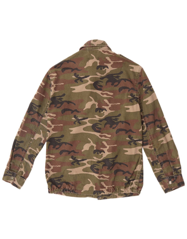 Topshop Damen Militärjacke UK 6 XS Khaki Camouflage Baumwolle