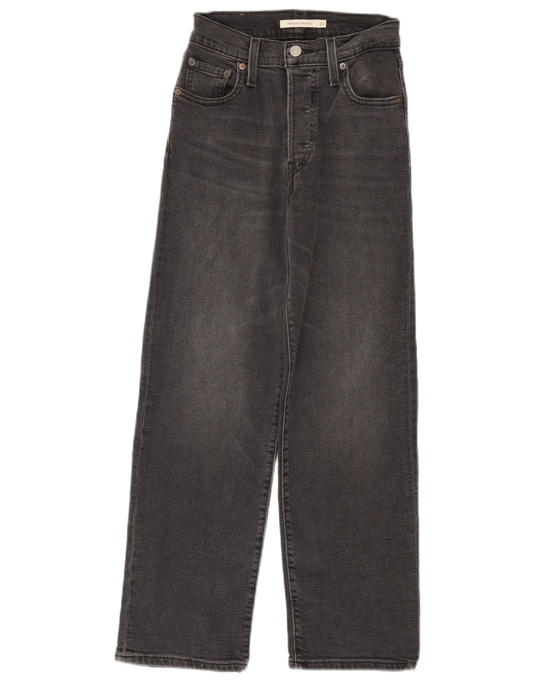 Levi's Damen Ribcage Straight Jeans W23 L27 Graue Baumwolle